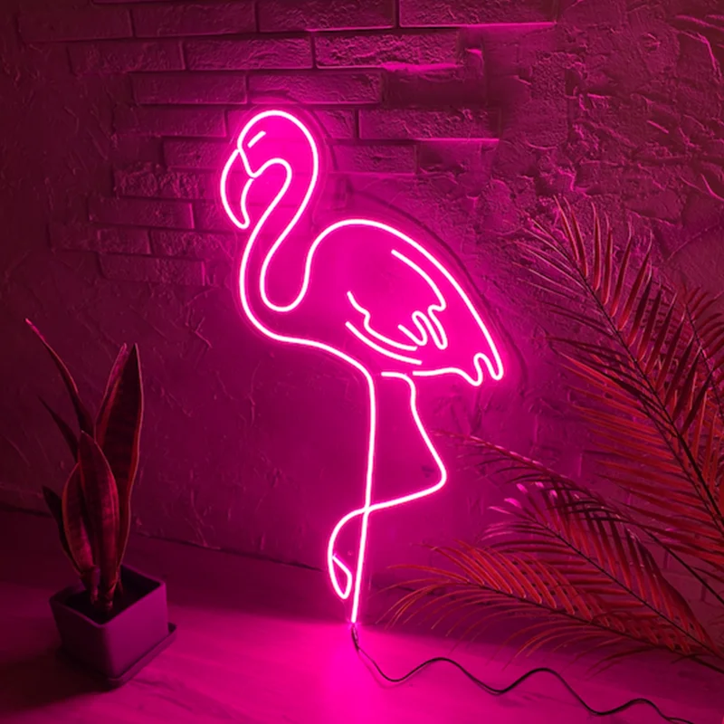 Imagem -02 - Flamingo Rosa Luminária de Neon Personalizada Placa de Letras Led Flexível para Decoração de Parede de Casa Quarto Decoração de Interiores