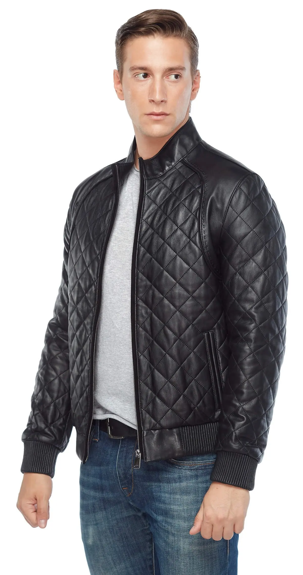 Giacca in pelle trapuntata nera originale in pelle di agnello autunno inverno 2022 Biker Slim Large Size muslimah