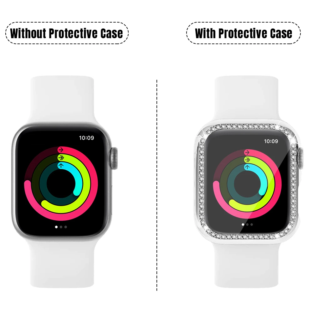 Diamond Bumper Protective Case for Apple Watch Cover Series 6 SE 54321 38MM 42MM For Iwatch 40mm 44mm Smart Bracelet Accessories