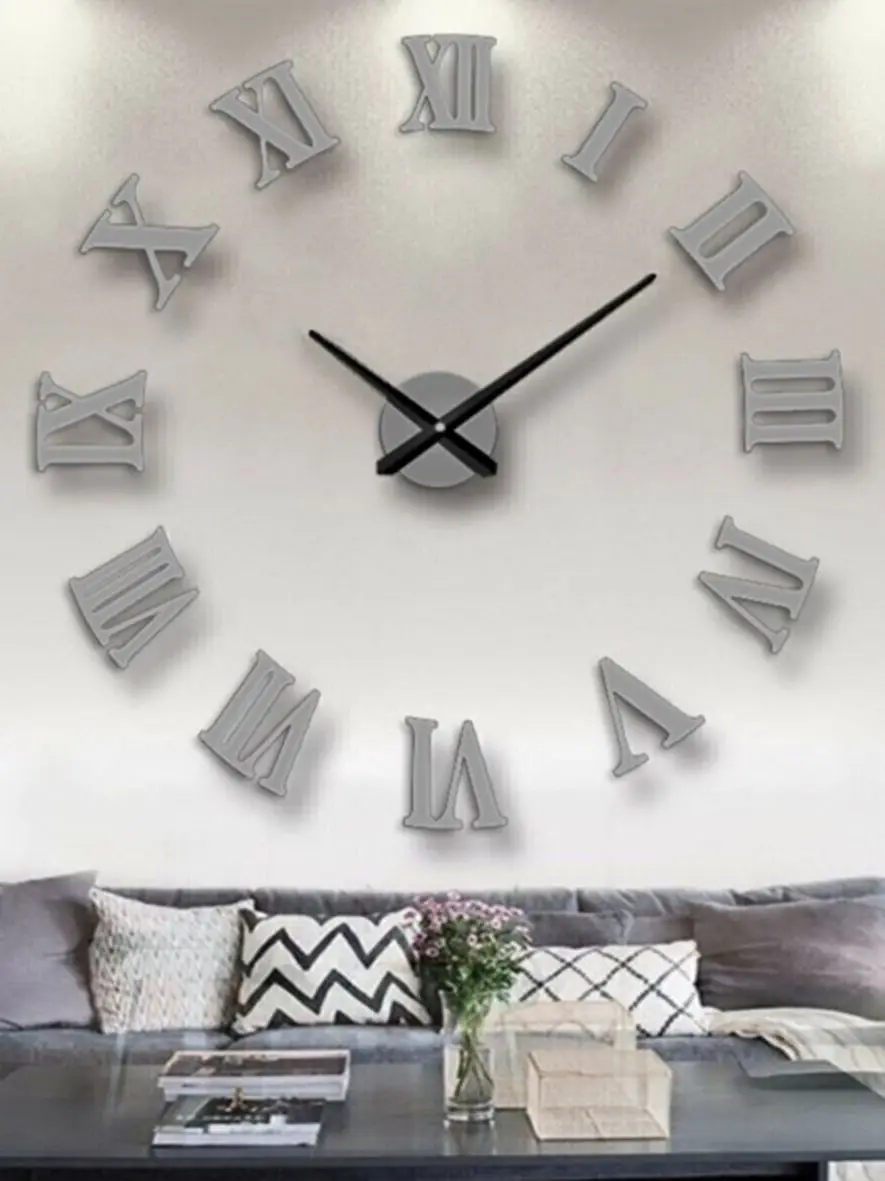 Wall Clock Gray Wooden Roman Numeral 10Cm Large Size Home Decoration For Home Lux Quality From Turkey Настенные часы שעון הקיר