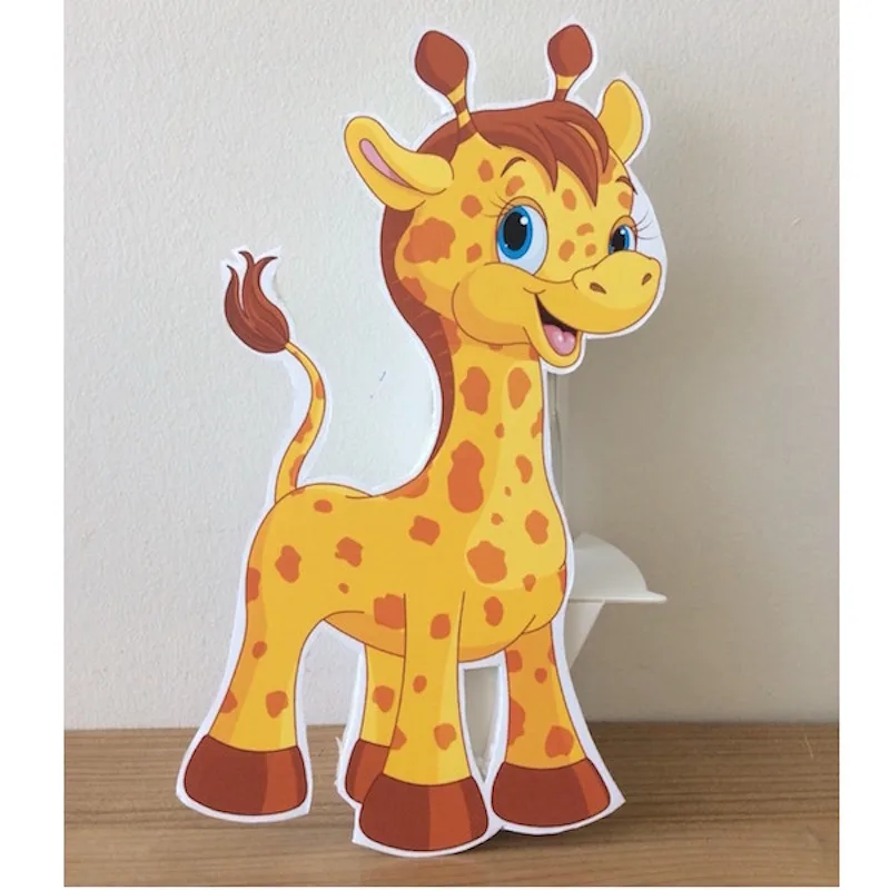 Baby Giraffe Foam-board Cutout Standee with Cardboard Stand Birthday Party Decoration Kids Safari Party Supplies Concept Party