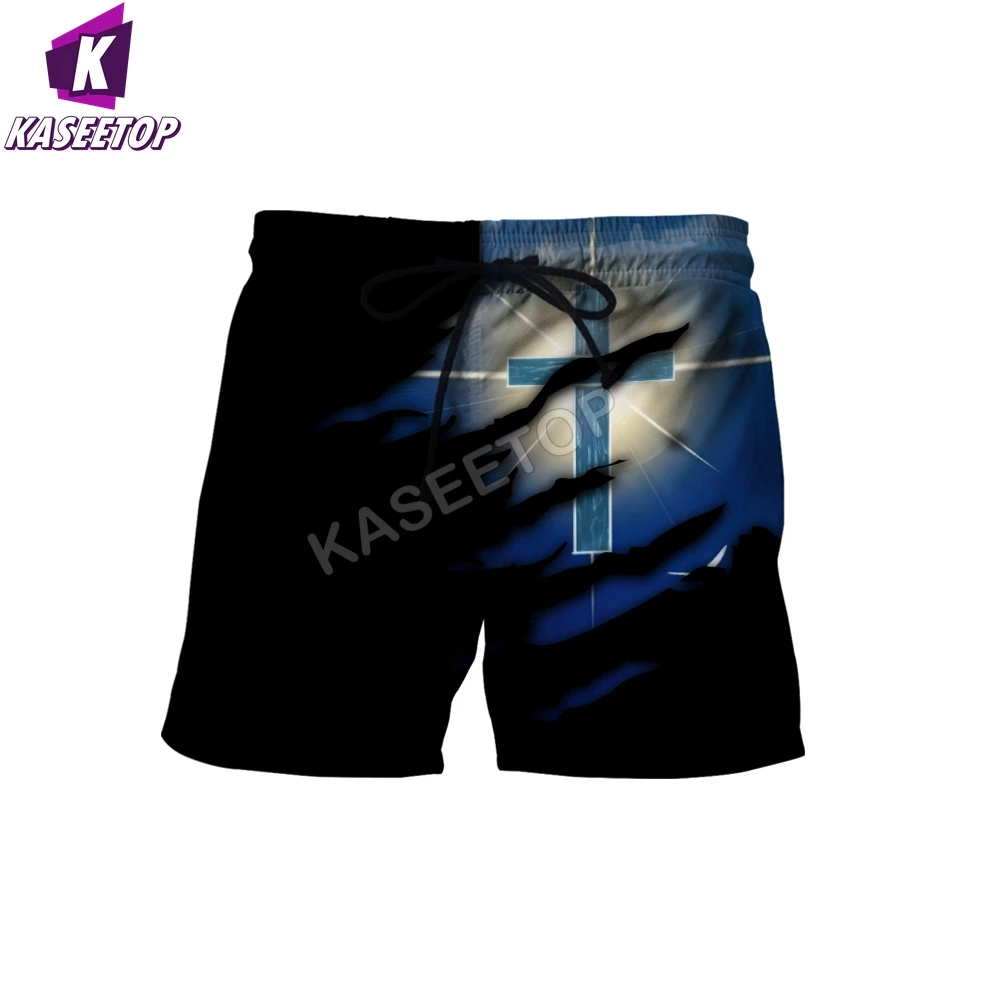 Kaseetop Jesus Cristão 3D Impresso 2022 Nova Moda Para Homens/Mulheres de Verão Calções Casuais Unisex Praia Calças Curtas Drop Shipping