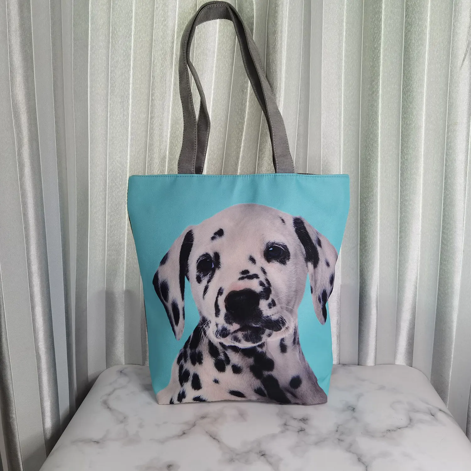 Casual Custom กระเป๋าเดินทาง Dalmatian พิมพ์ไหล่กระเป๋าสุนัขน่ารักกระเป๋าถือผู้หญิง Blue Tote เก็บกระเป๋าความจุ Shopping กระเป๋า