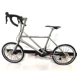 Mini Velo Bicycle with 22 Speed, 406 Wheel Set, Disc Brake, Titanium