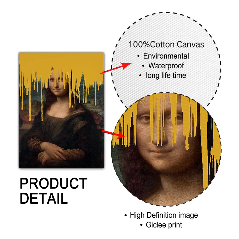 مجردة الكتابة على الجدران الفن الشهير الموناليزا اللوحة المشارك طباعة على قماش الشمال الحديثة جدار صورة فنية لغرفة المعيشة ديكور المنزل #5