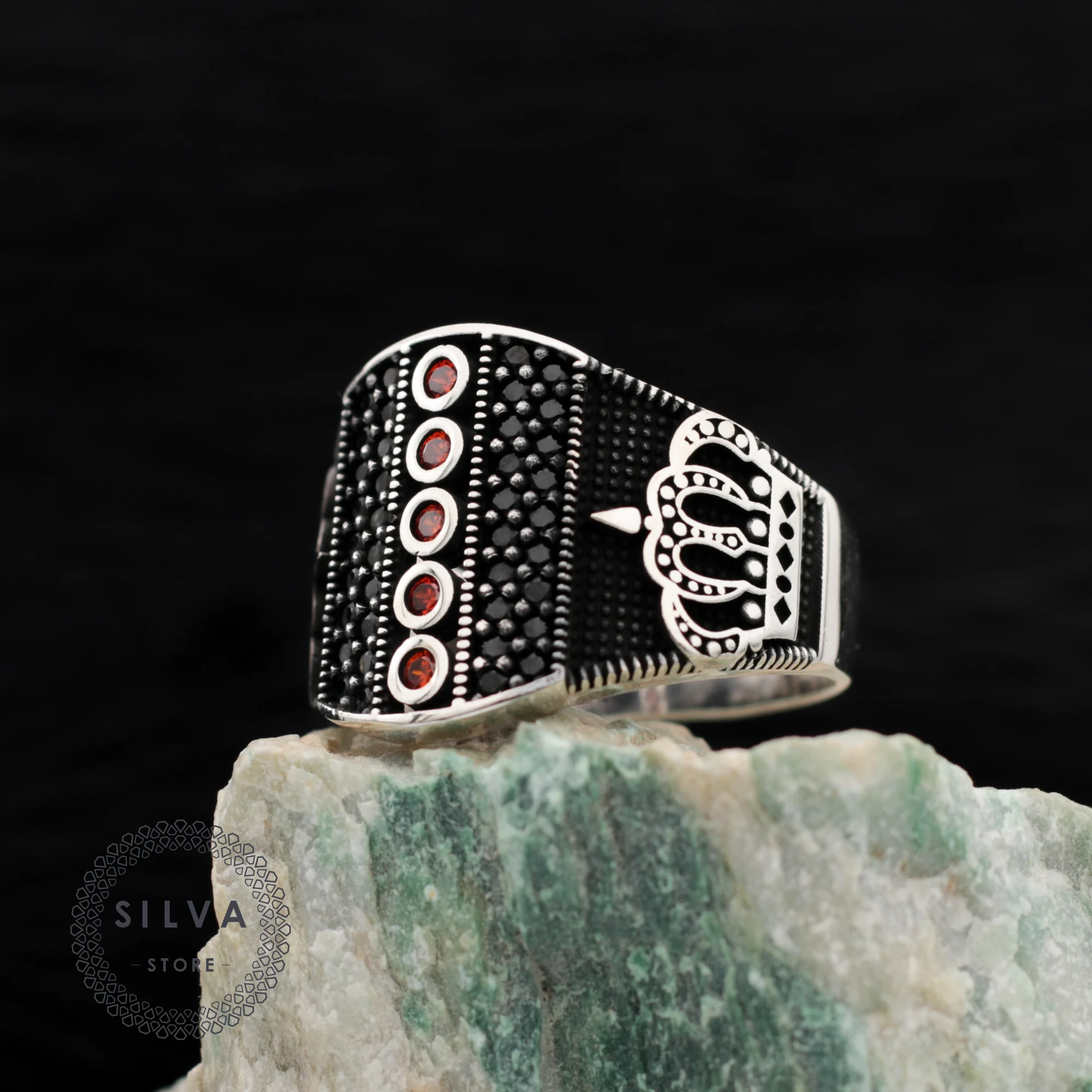 Original 925 Silver Men's Ring With Zircon Stones. Crown Symbol Turkish Man Jewellery Male Gift Color Can Be Selected