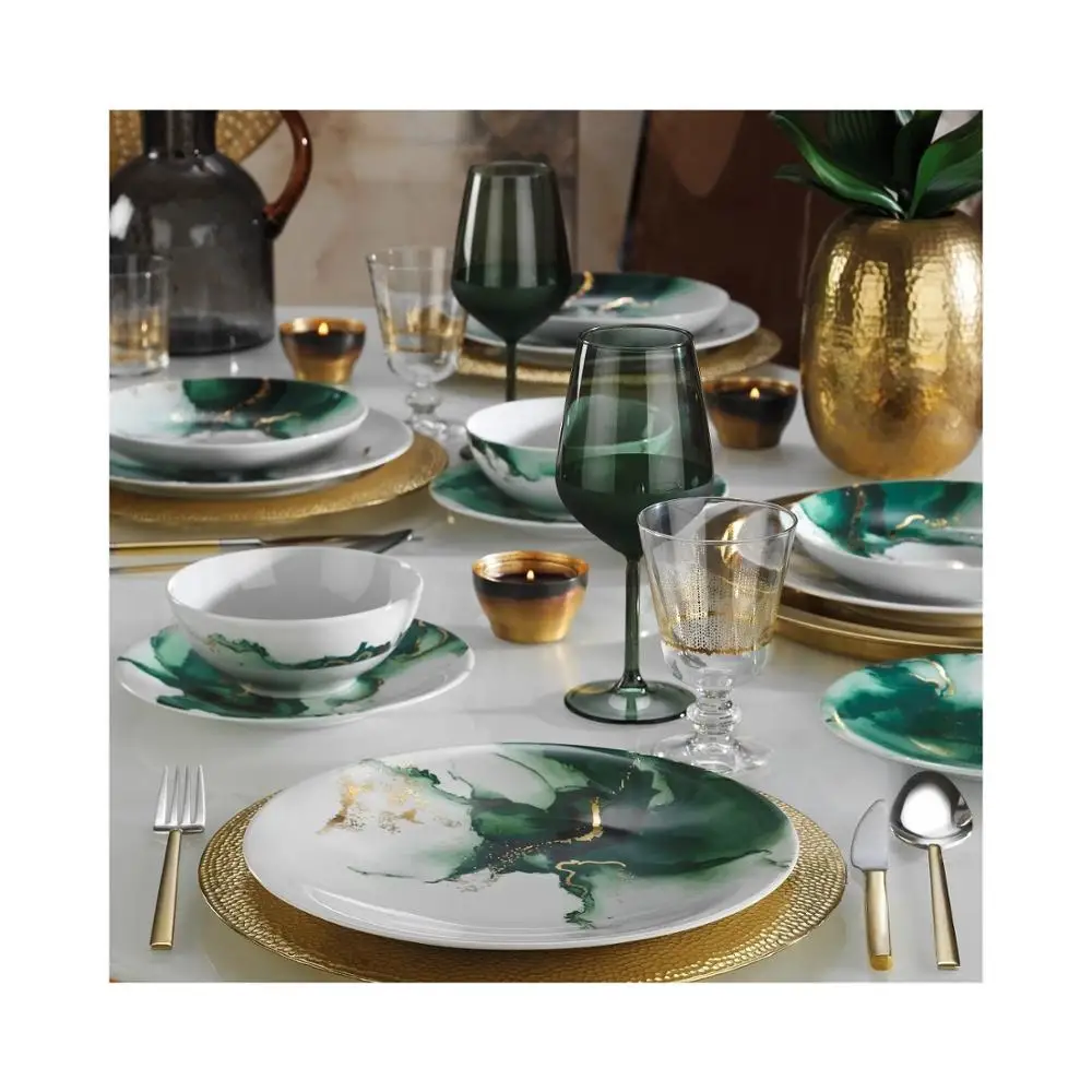 Kutahya has Porcelain 24-Piece Special Series Dinner Set Gold Leaf Gilded Decor 6 Person Round Free Fast Shipping From turkey