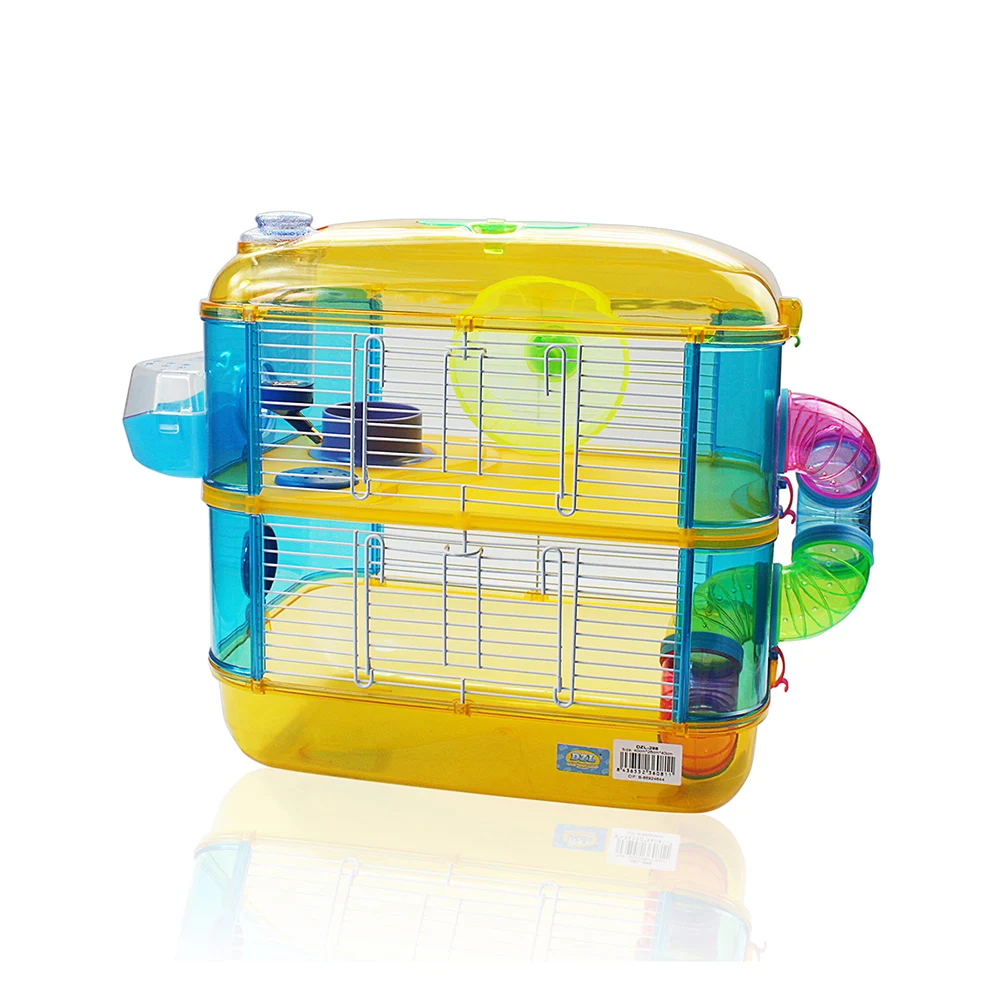 Smell & Smile Hard Plastic Hamster Cage, Kennel Drinker Feeder Wheel All-Inclusive Tube 3 Sizes