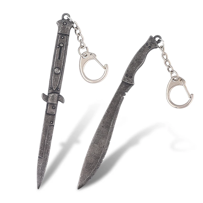 The Last of Us 2 Ellie Switchblade Machete Keychain Stiletto Bayonet Knife Weapon Model Key Holder for Men Car Keyring Jewelry