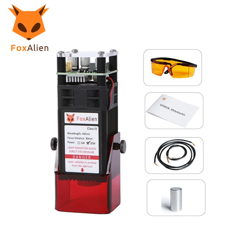 FoxAlien 20W Fixed-focus Laser Engraving Kit for Masuter Pro CNC Machine Wood Engraving