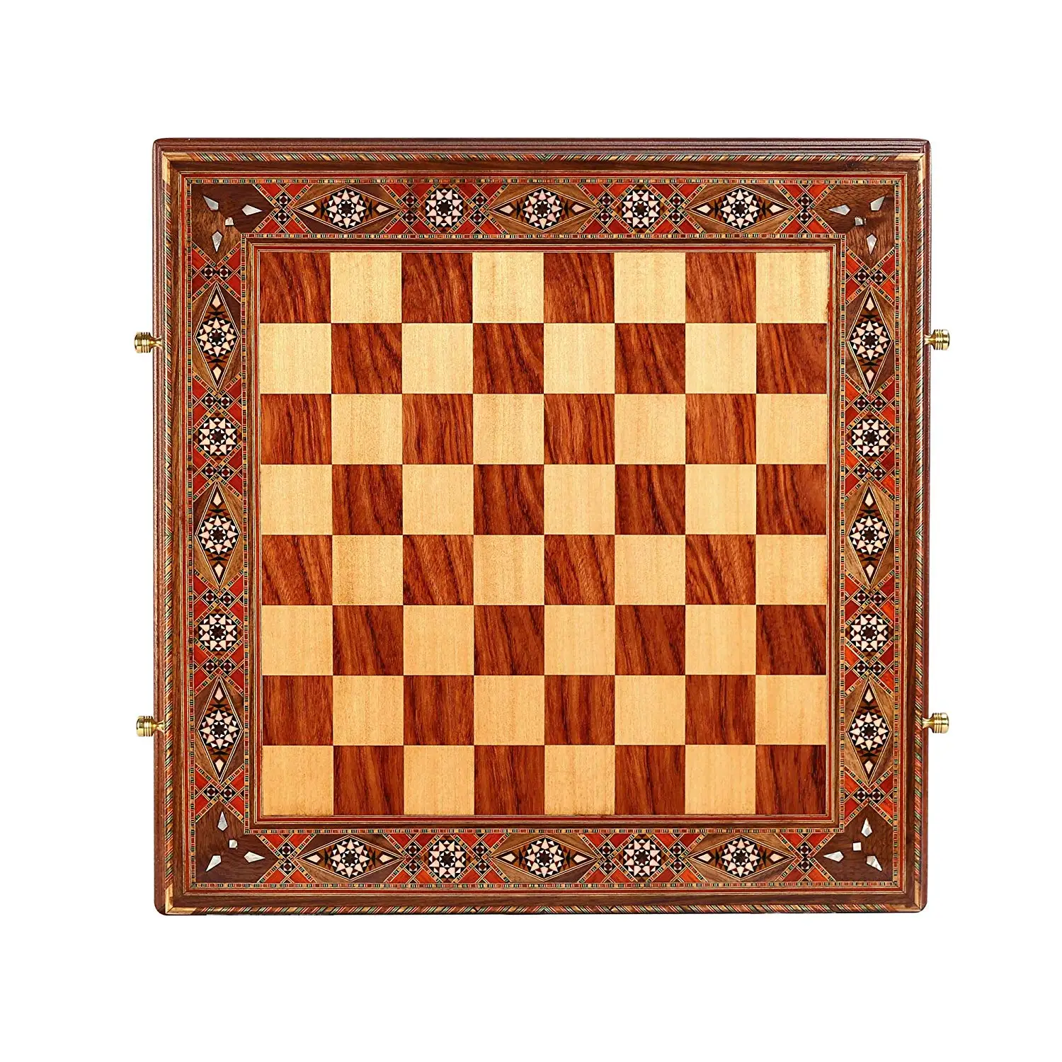 Natural Solid Wooden Chess Board with Original Pearl,Storage Inside 50x50x9 cm (Just Board, Without Chess Pieces)