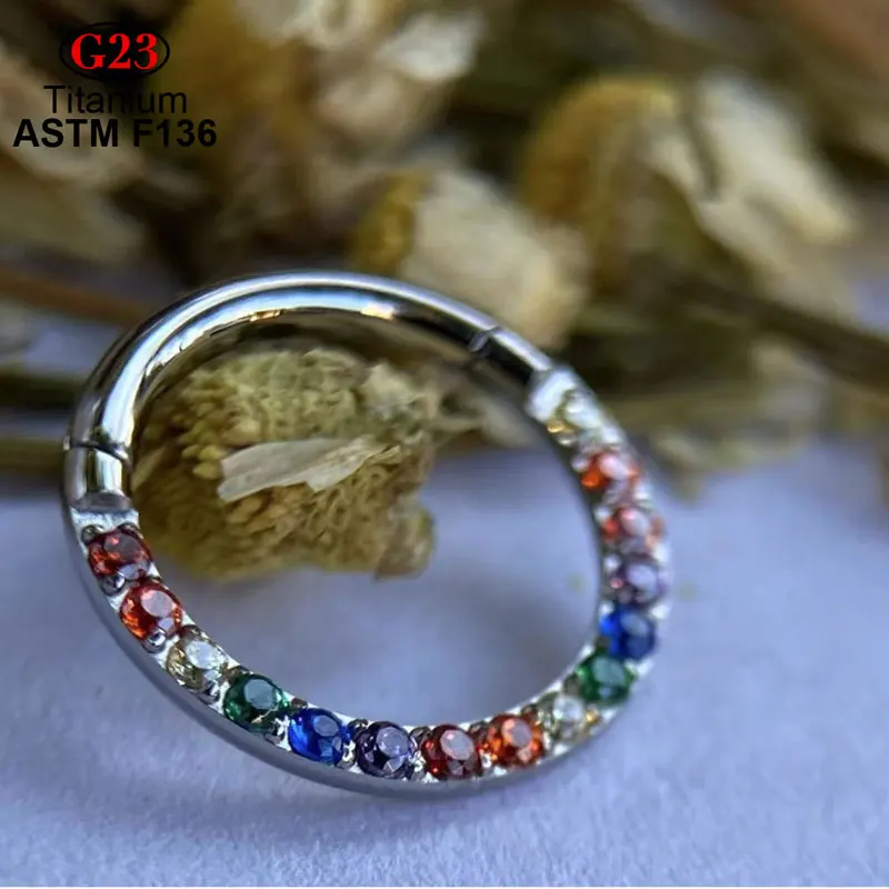 1/10 قطعة 16 جرام G23 التيتانيوم قوس قزح تشيكوسلوفاكيا الأنف الدائري مسمار الحاجز الأذن الزنمة الغضروف Daith ثقب الأقراط الثقب مجوهرات #6