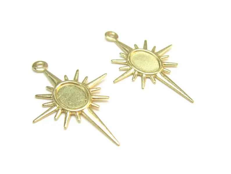 10pcs Brass Charms, Star Charms, Earring Accessories, 30x19.5mm, Dangle Earring Charm, Jewelry Making - R1710