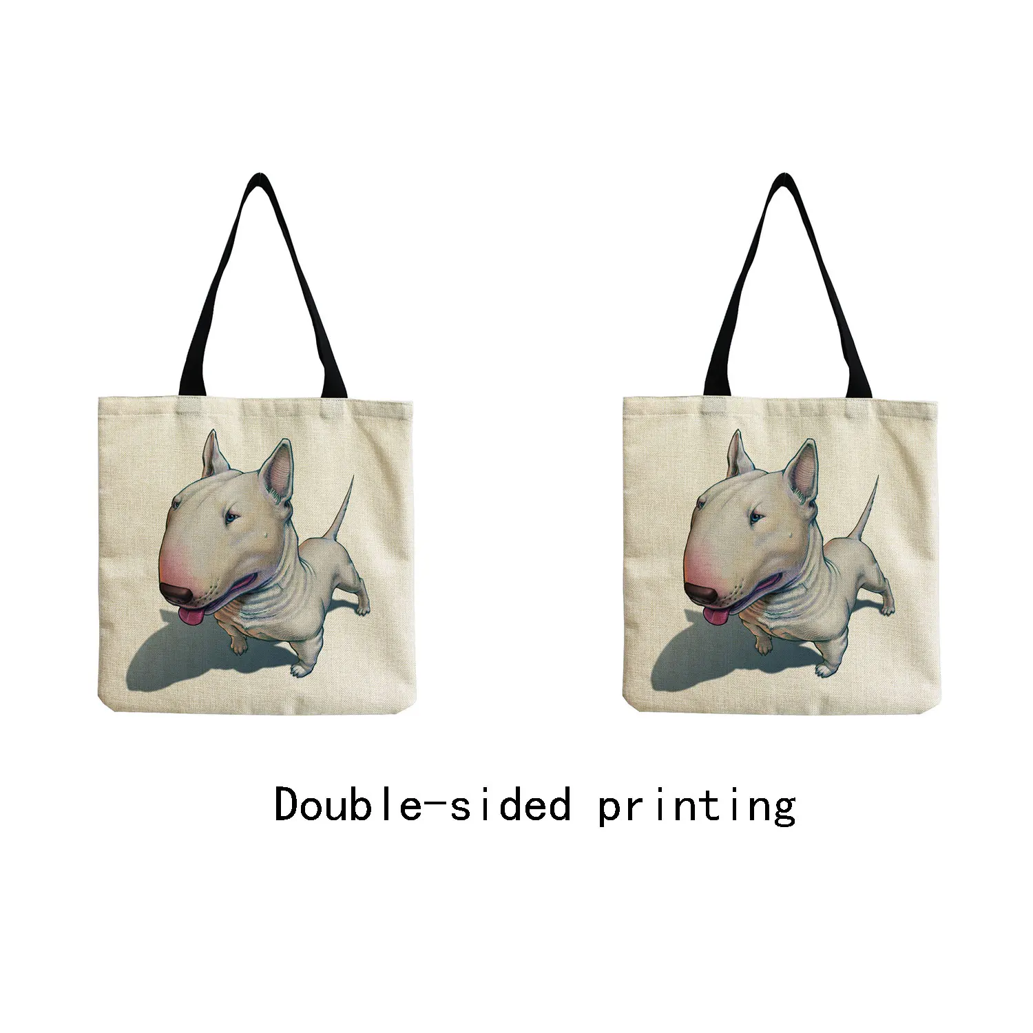 Color Painting Funny Bull Terrier Dog Print Shopping Bags Women Fashion Tote Ladies Casual Handbag School Traveling Shoulder Bag