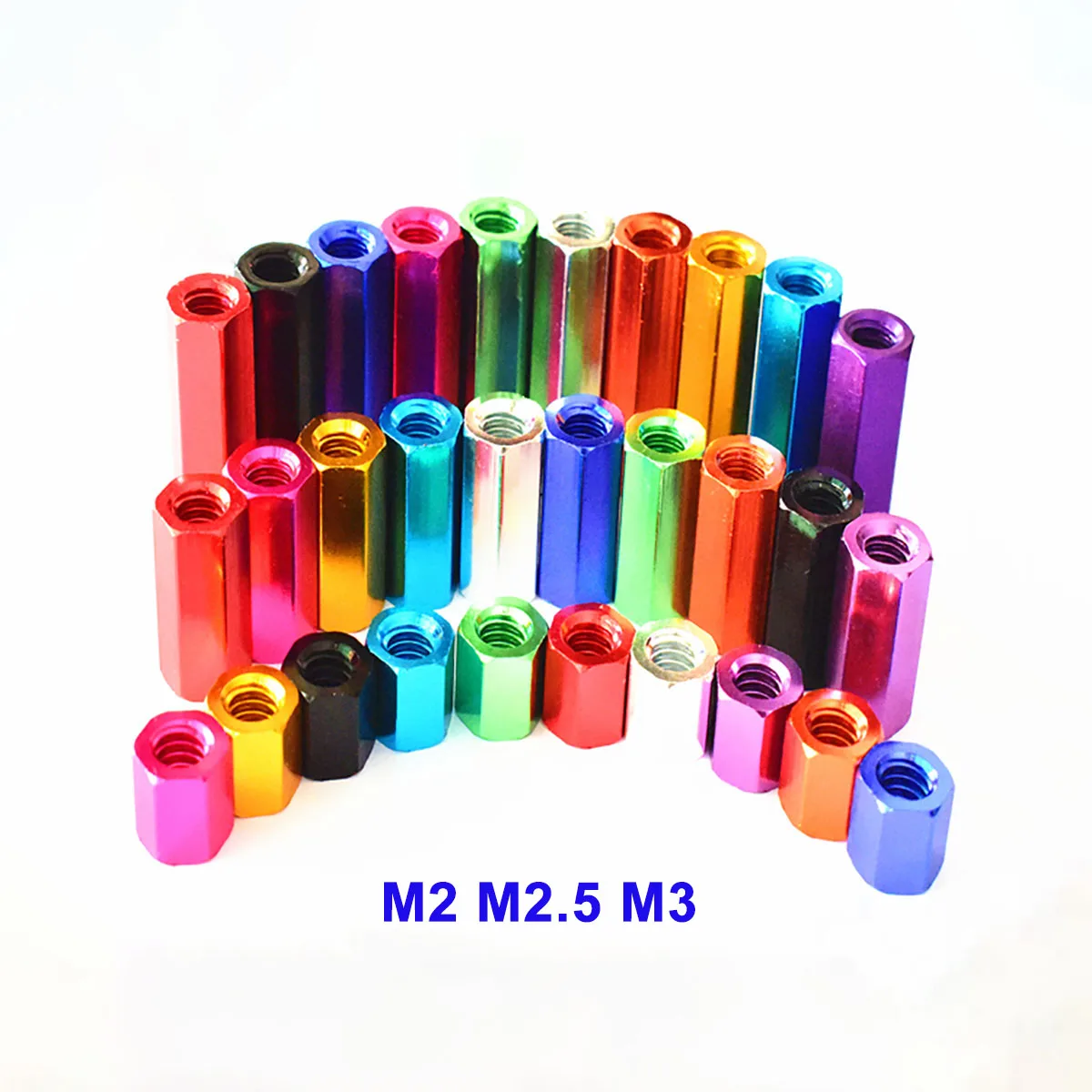 

10Pcs M2 M2.5 M3 Colorful Aluminum Alloy Long Hex Nuts Rod Coupling Hex Nutsert Standoff Spacing Nuts