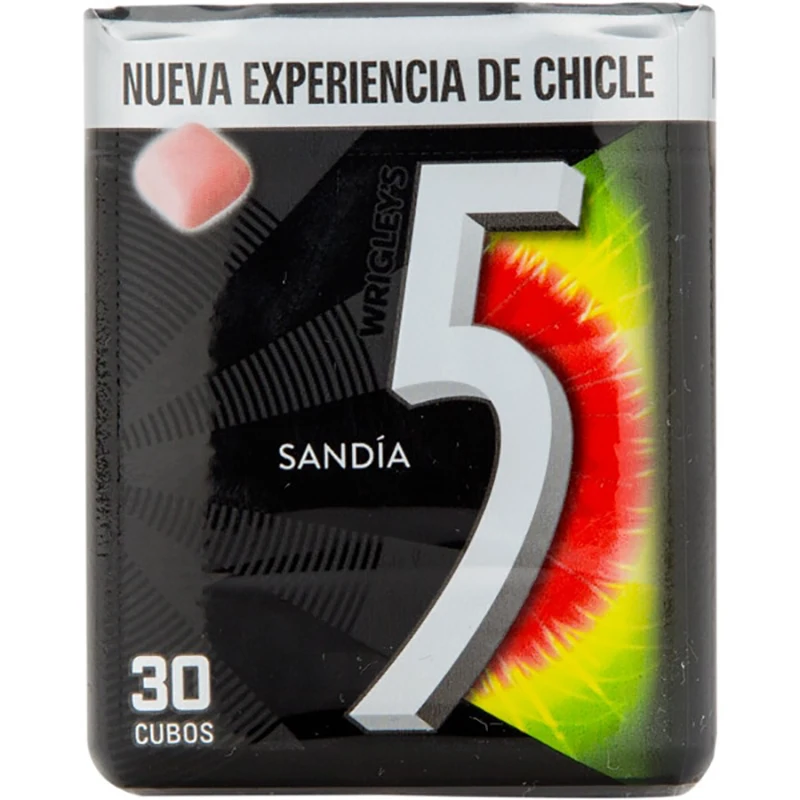 Wrigley\'s Five Turbulence pot sugar-free watermelon flavor gum in gragea/Cube format (pack of 6 pots X 30 cubes)