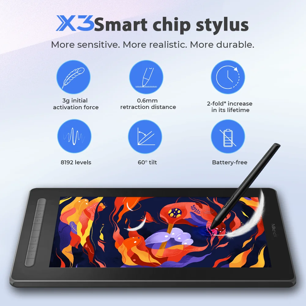 XP Pen Artist 16 Tableta gráfica Monitor Lápiz de dibujo Pantalla 127%s RGB Stylus con soporte inclinable para 10 teclas X3 Windows mac Android