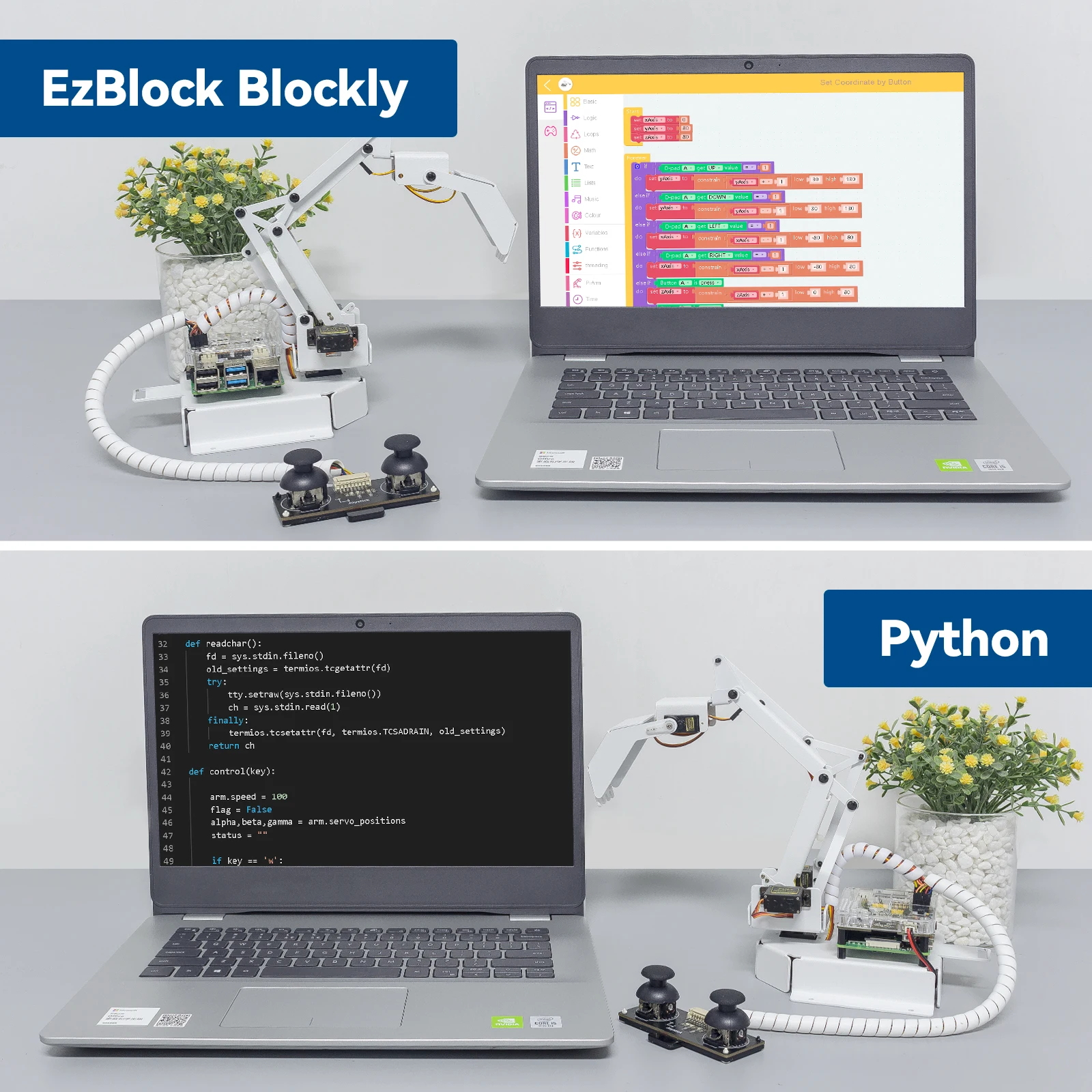 CC SunFounder 4 DOF หุ่นยนต์ชุดแขนกล,สนับสนุนกราฟิก Visual Programming, Python,สำหรับ Raspberry Pi 4B 3B + 3B