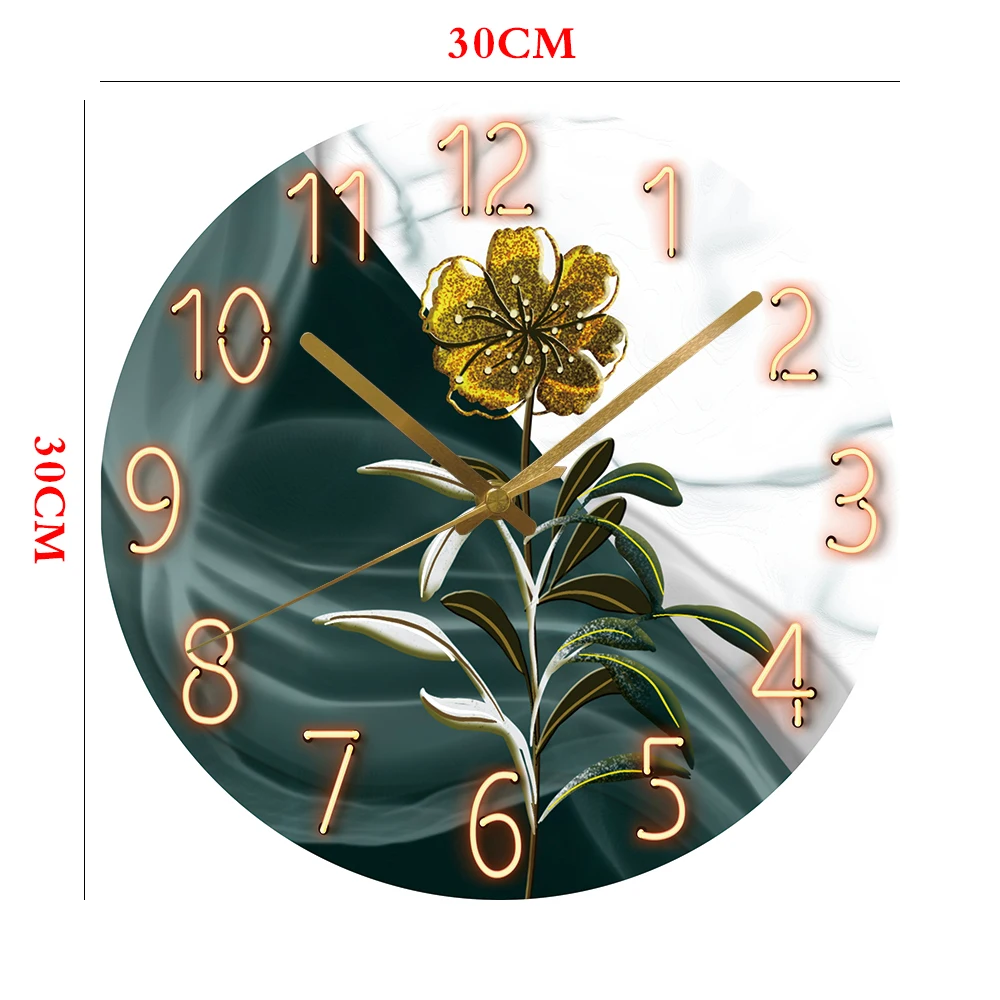Modern Design Marble Giant Watches Glass&Crystal Body Large 3D Wall Clock Decorated For Living Room Mute Mechanism Bedroom Decor
