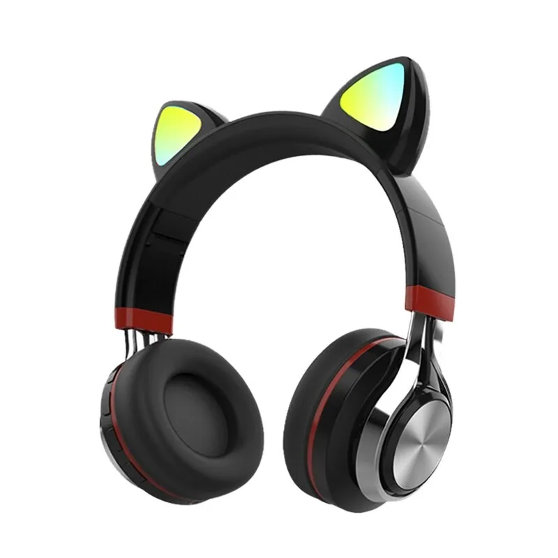 M-01 Bluetooth headset with cat ears LED light for children, adjustable folding, TF card stand, wireless microphone