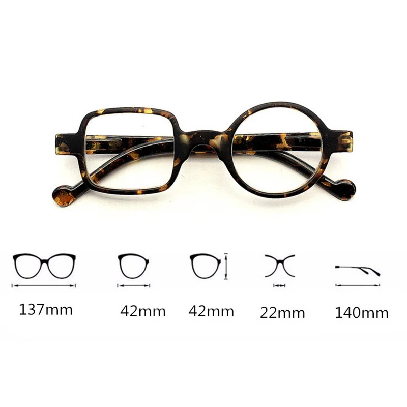 Zilead Retro Leopard Asymmetrical Round&Square Reading Glasses Women&Men Presbyopia Glasses Hyperopia Eyeglasses For Elder