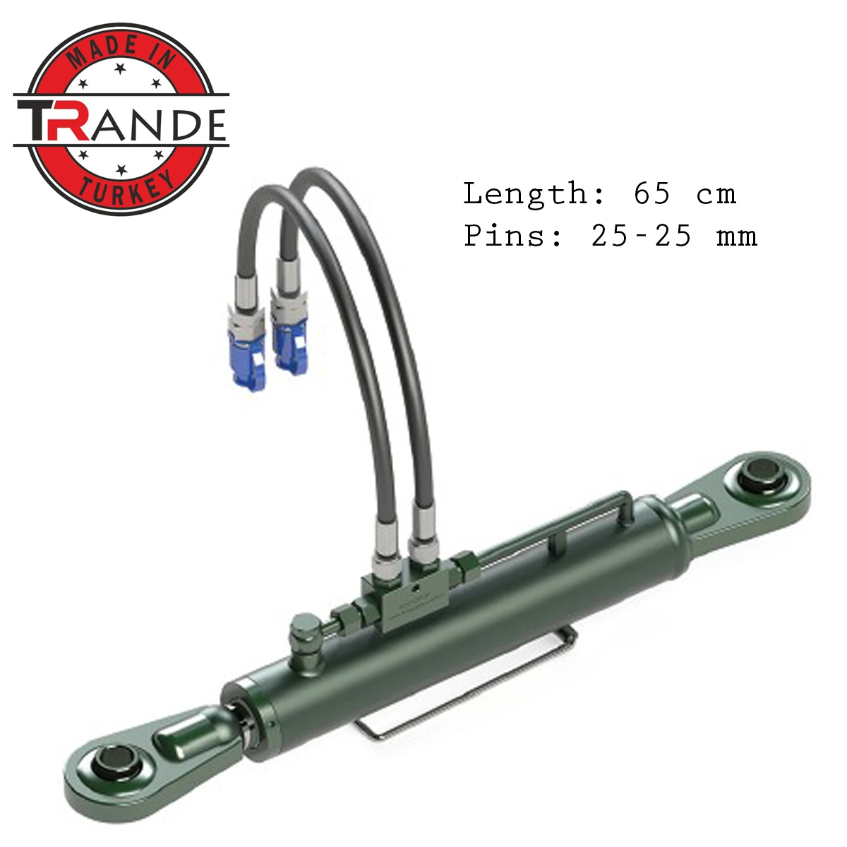 

Tractor Hydraulic Top Link Assembly, Double Lock, With Hoses, Extra 40 mm Piston Pin, 26-26 mm connection, 65 cm Made In Turkey