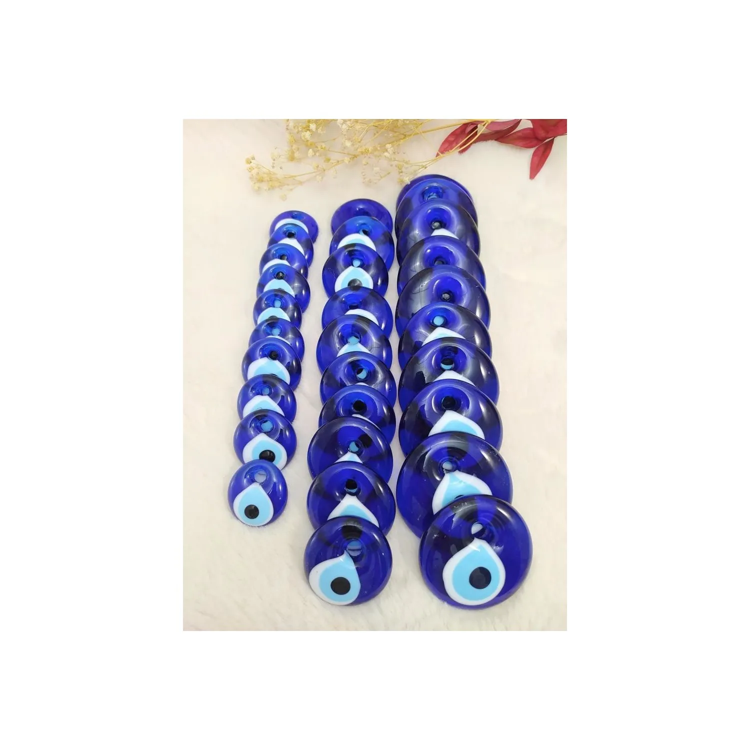 30 Pieces Evil Eye Beads Mixed Size 3-4-5cm Perforated Glass Evil Eye Tree Ornament Decorative Evil Eye Tree Ornament Decorative