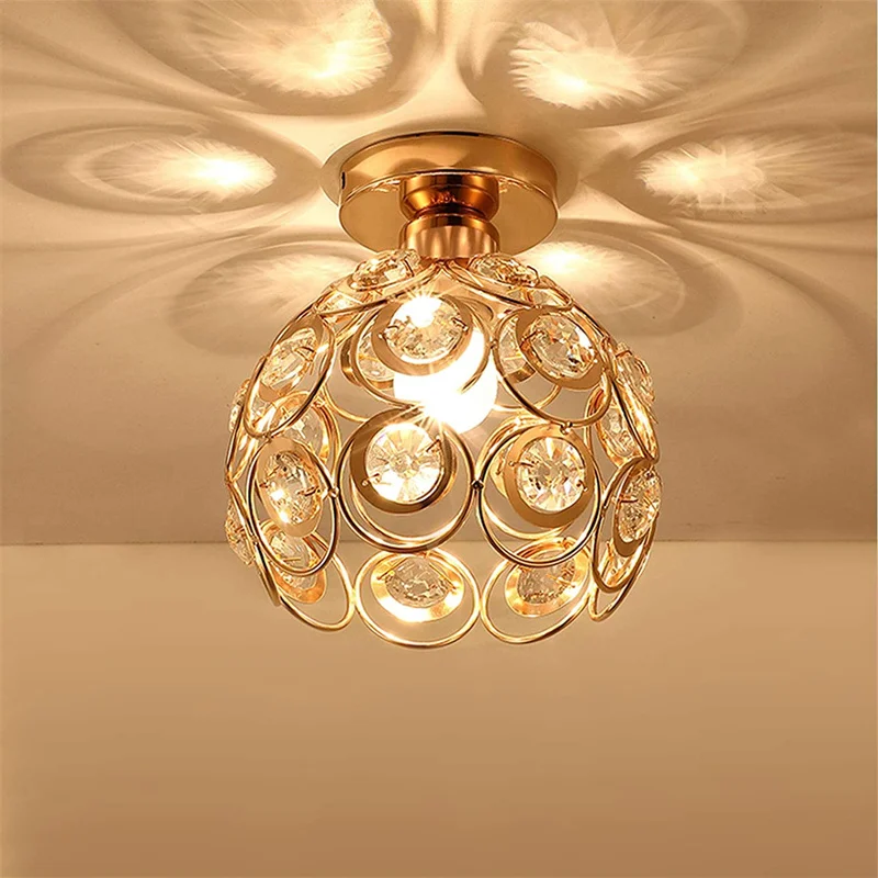 

Retro Ceiling Lamp Through-Carved Led Indoor Crystal Chandeliers Corridor Attic Decor Lustre Bedroom Balcony Lighting Fixtures