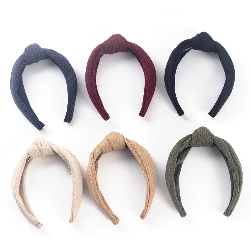 Fashion Solid Color Knot Wide Top Headband Elastic Hairband For Women Hair Accessories Corn Hair Band Hair Hoop Female Headdress