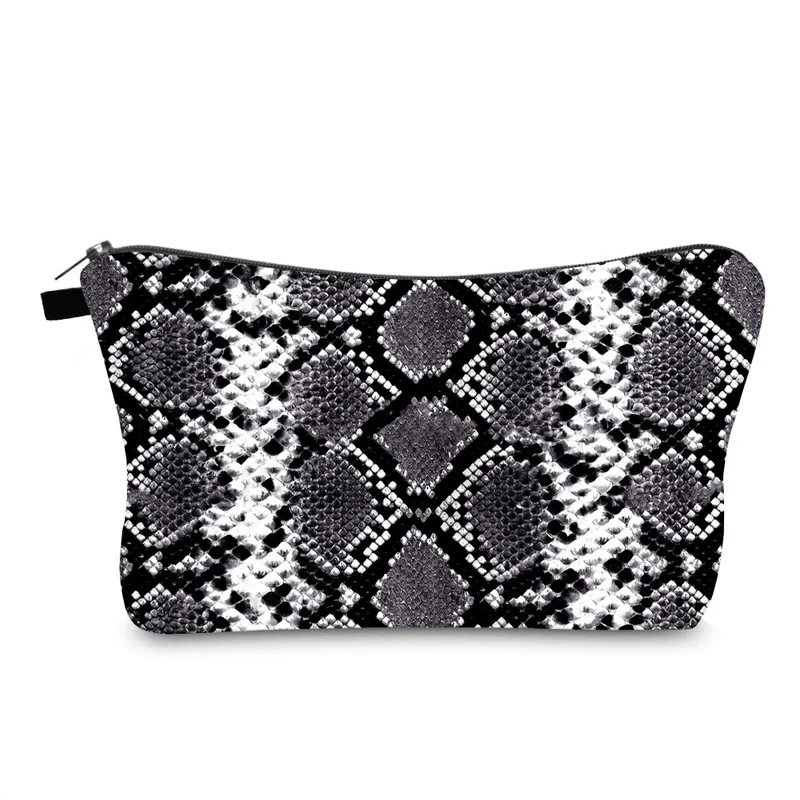 

Snakeskin Pattern 3D Printing Makeup Bag Fashion Cosmetic Organizer Bag Women Brand Storage Bag Female Purse Coin Purse