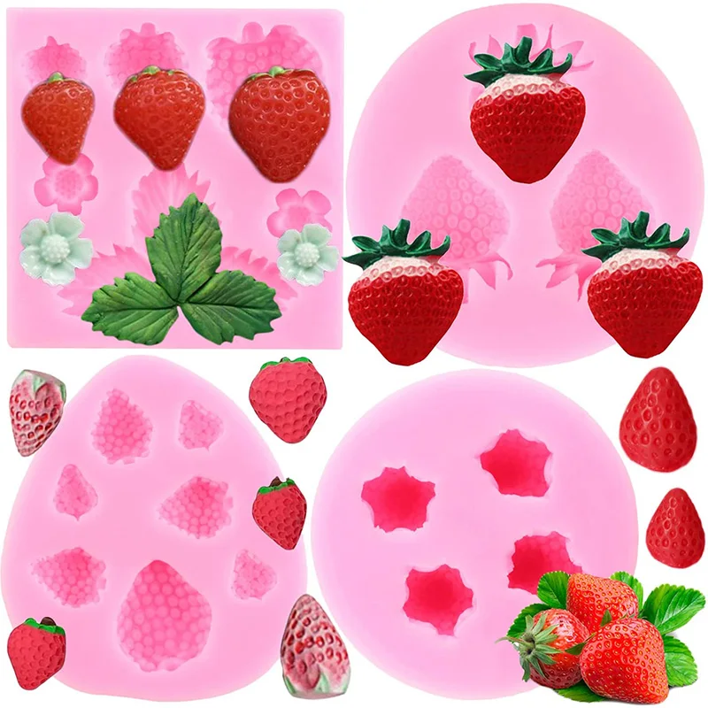 Strawberry Silicone Mold Raspberry Chocolate Fondant Molds Topper Cake Decorating Tools Jelly Candy Polymer Clay Gum Paste Mould