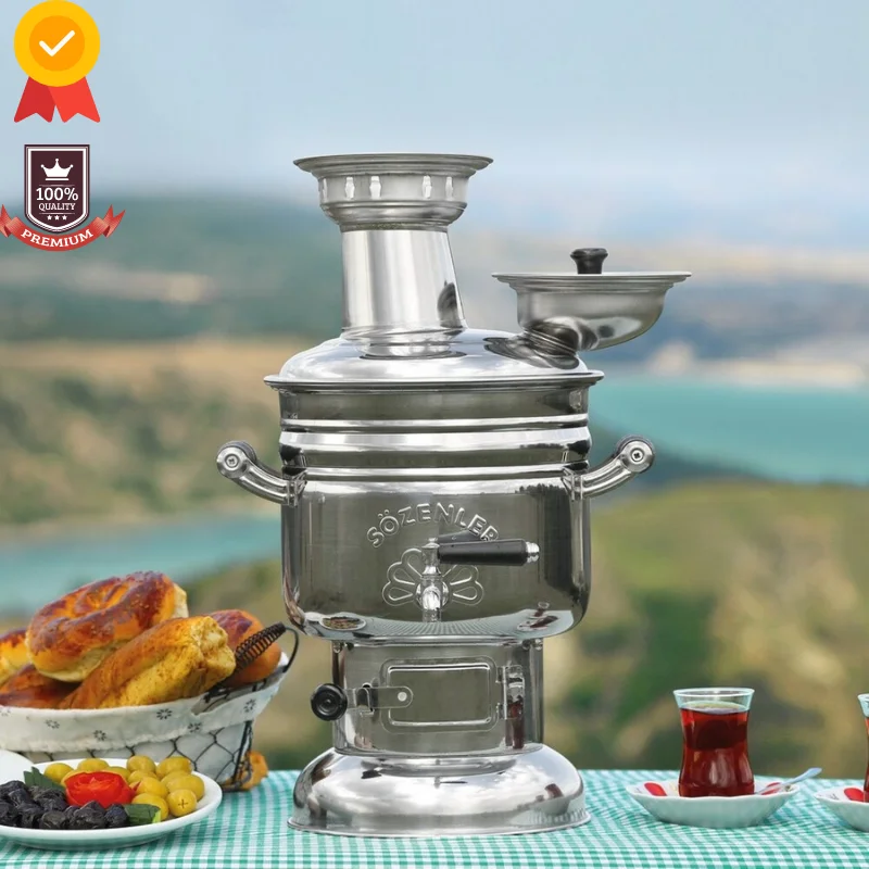 

Stainless Steel Samovar Wood Burning Charcoal Camping Stove Tea Kettle Outdoor Tableware Camping Accessories Coffee Machine