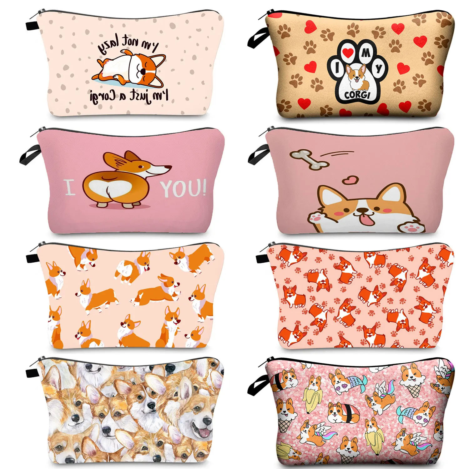 New Corgi Dog Print Makeup Bag Durable Travel Bags Boys Pencil Cases  Present High Quality Female Travel Outdoor Cosmetic Bag