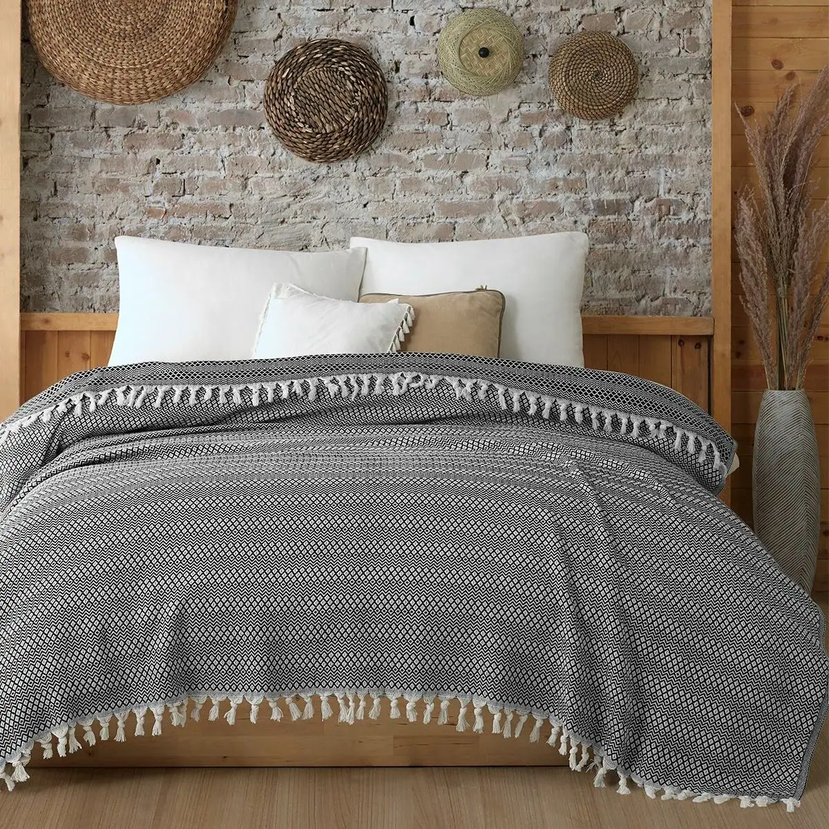 

Home Pique Bed Cover Jacquard Sofa Cover 100% Cotton 200x230CM Ultra Soft Lux Fringed Double Spring Winter Comfortable Coverlet