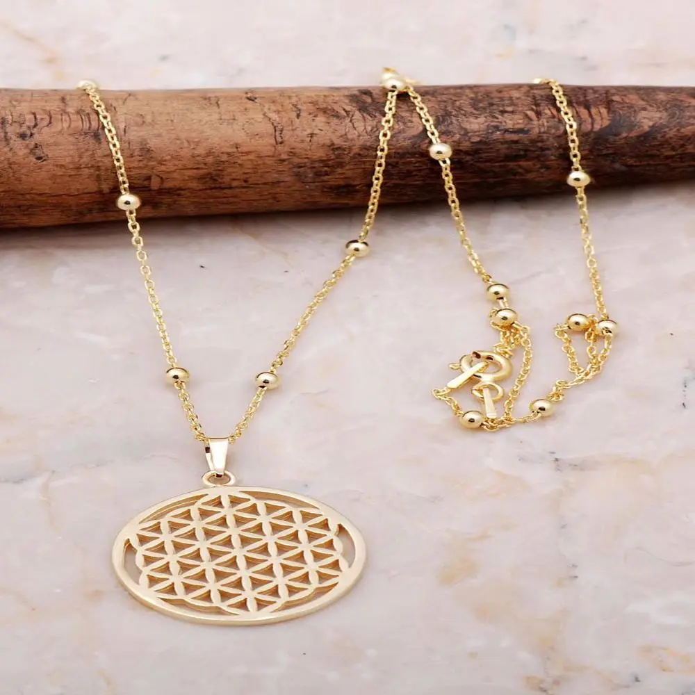 Flower of Life 925 Sterling Silver Elegant Necklace for Women Gold Fashion Trendy Luxury Sexy Pendants Jewelry Diamond 2021 Gift