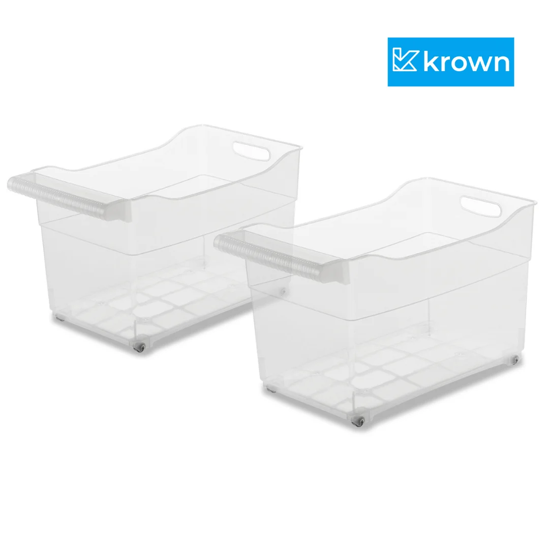 krown - Organizadores Cesta Multiusos Con Mango, Organizador de Armario de Cocina, Almacenamiento de Productos de Limpieza - 46 x 26 x 27 cm / 1 Unidad