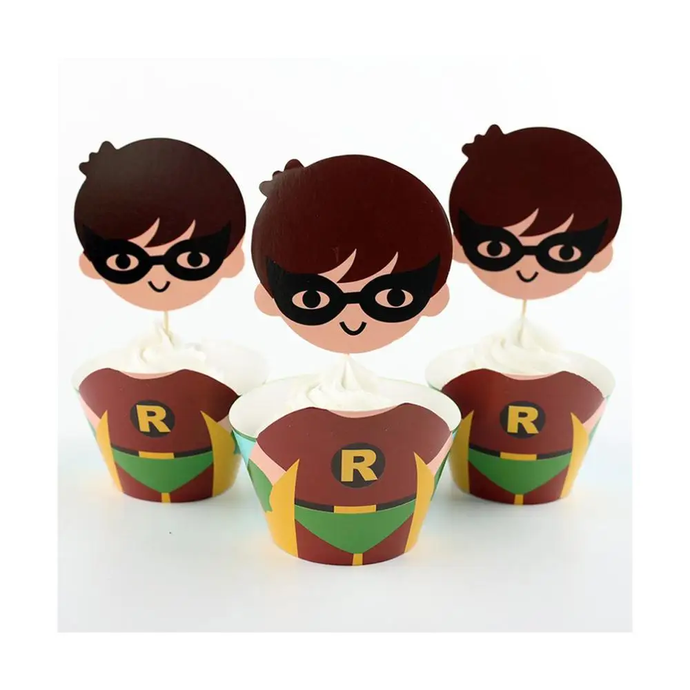 Robin decoration Cakes cupcakes Toppers 12 ud. Birthday decoration. Topper cake, cupcakes. Child Party decorating