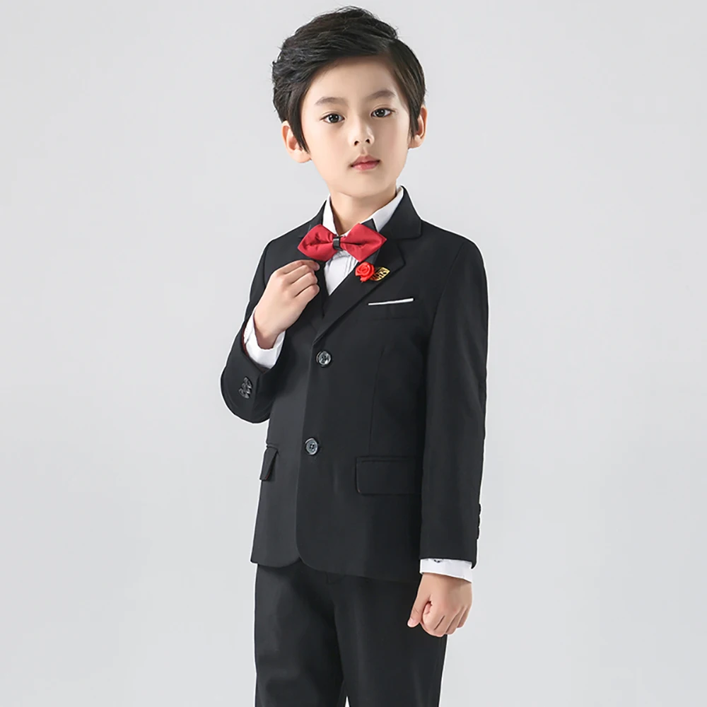 

Children Suits Set Spring Autumn Flower Boys Suit Blazer Vest Pants Kids Performance Costume Boy Weddings Formal Party Outfits