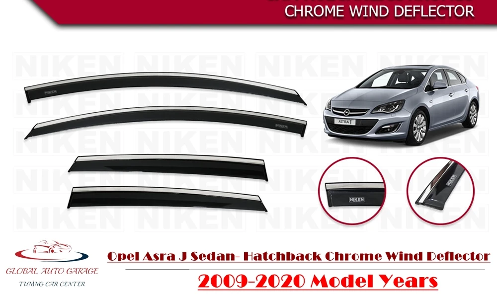 For Opel Astra J Sedan Hatchback Chrome Rain Wind Deflector 2009-2021 Sunshade Curtains Car Windshield Auto Accessory Universal