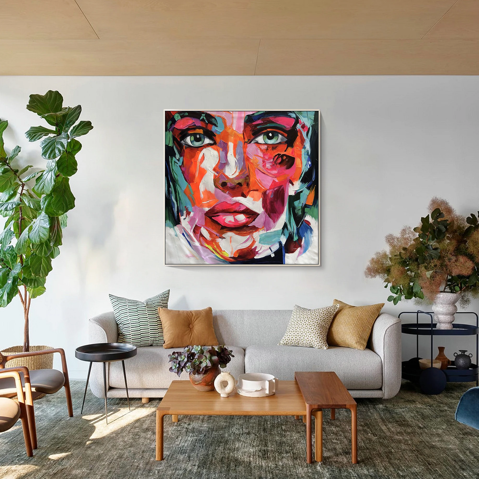 

Colorful Palette Knife Figure Portrait Francoise Nielly Style Painting On Canvas Oversize Graffiti Art Home Decoration