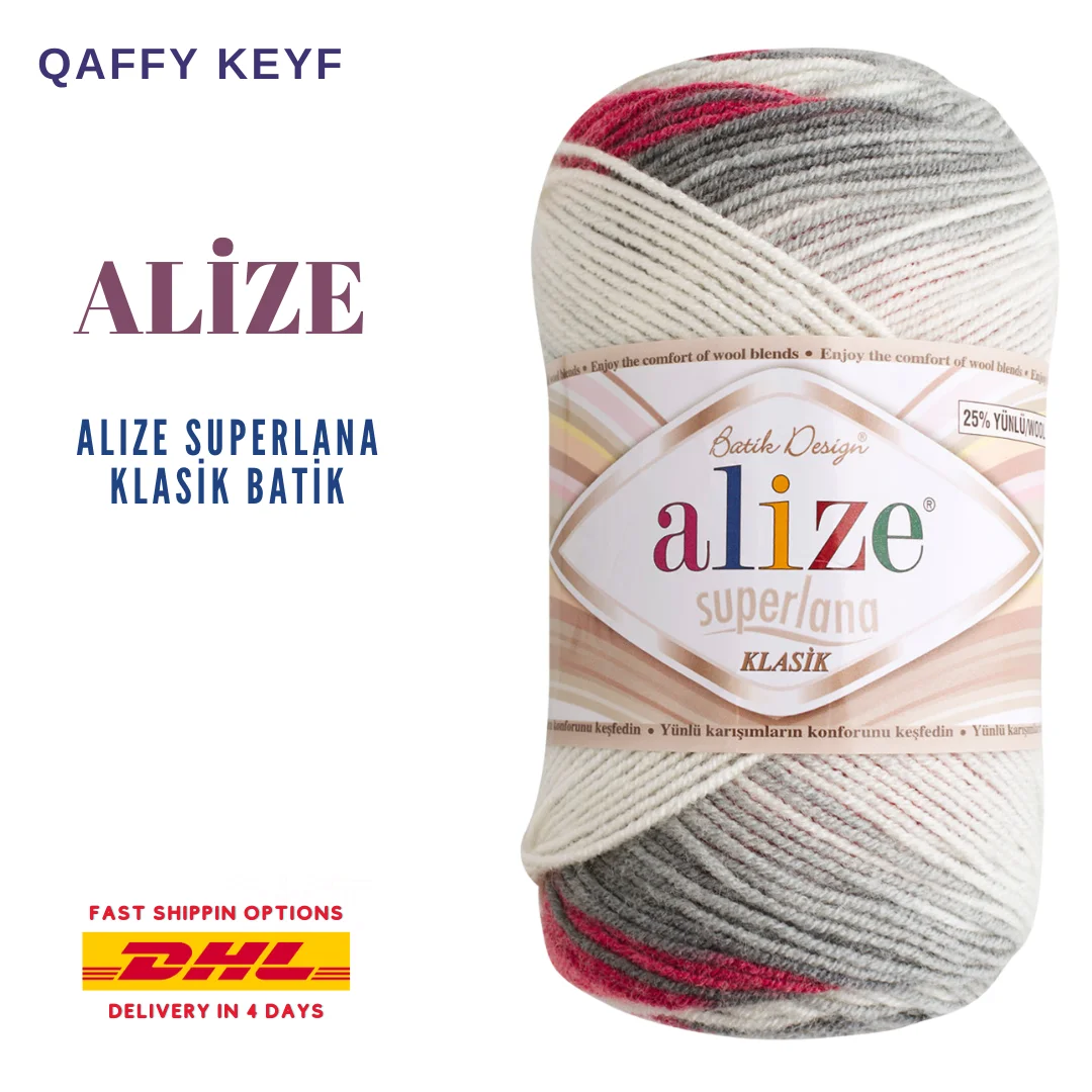 Alize Superlana Klasik Batik 75% Acrylic, %25 Wool Knitwear Scarf Blanket Hand Knitting Yarn for DIY handcrafted Amigurumi