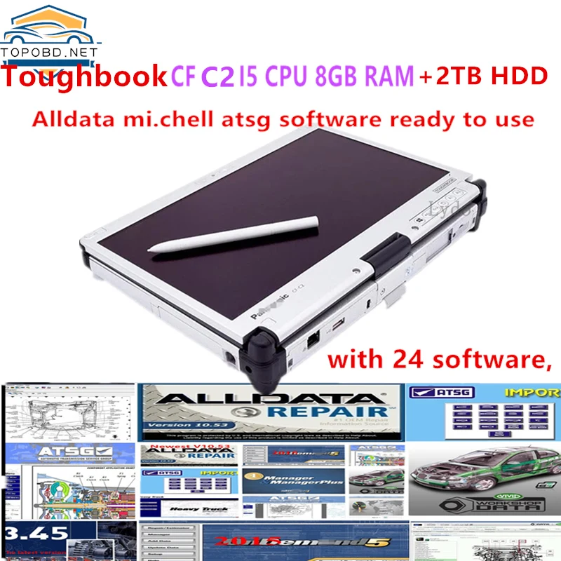 2024 hot for Panasonic CF-C2 Toughbook CF C2 i5 3427U 8GB+ 2TB HDD with 24 software alldata software m.tchell atsg ready to use