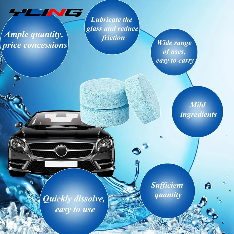 Car Window Cleaner Wiper Tablet Washer Fluid Effervescent Glass Tablet Windshield Washer Pills Pellet Car Glass Accessories