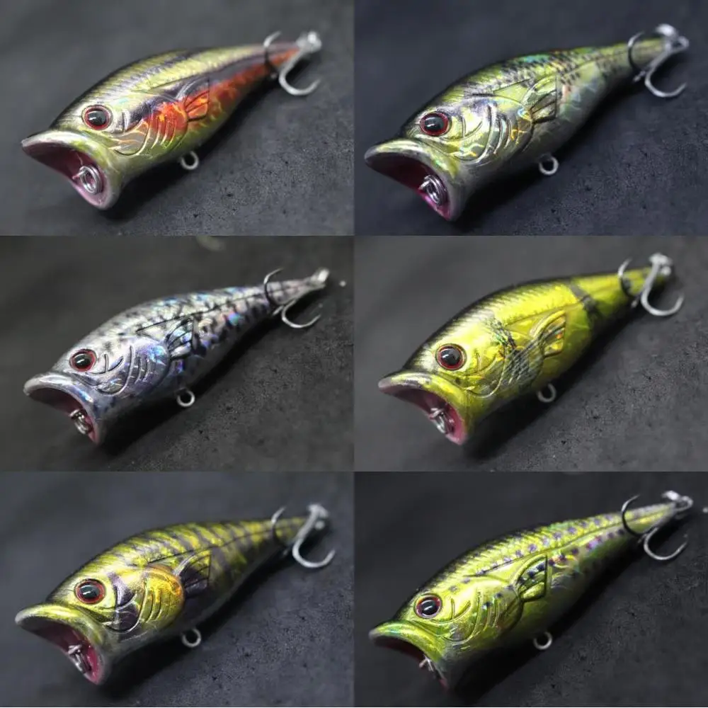 wLure Walking Popper Fishing Lures 6cm 10.5g Zigzag Water Splash Fresh Water Bass Lure Lifelike Colors HT626