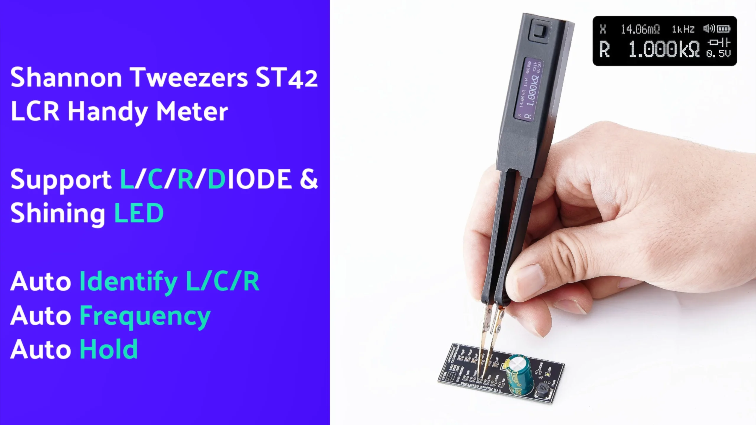 Shannon Tweezers ST42-Lite Smart Digital Portable SMD LCR D&LED Tester Debugging Reparing Tool OLED Display