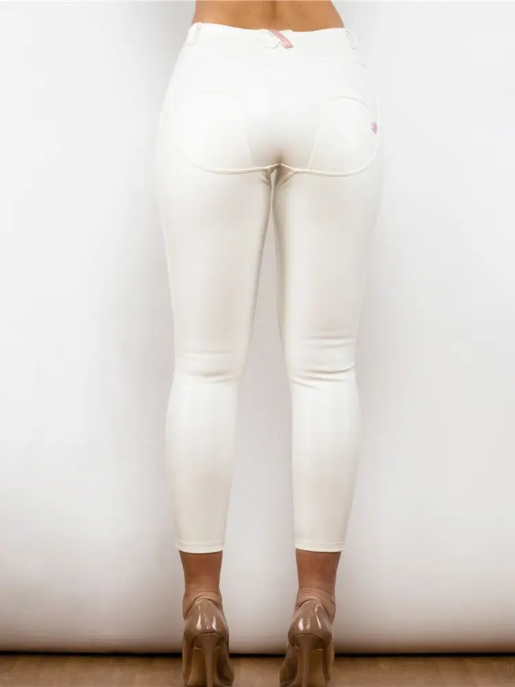 Shascullfites Melody Pencil Pants Soft Pu Leather Pants Butt Lift Leather Leggings Women Scrunch Booty White Leather Pants