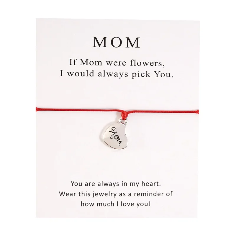 دلاية قلب الحب أساور للنساء الصداقة أمي هدايا الحد الأدنى حبل أحمر اليدوية مضفر بطاقة الإبداعية أساور مجوهرات