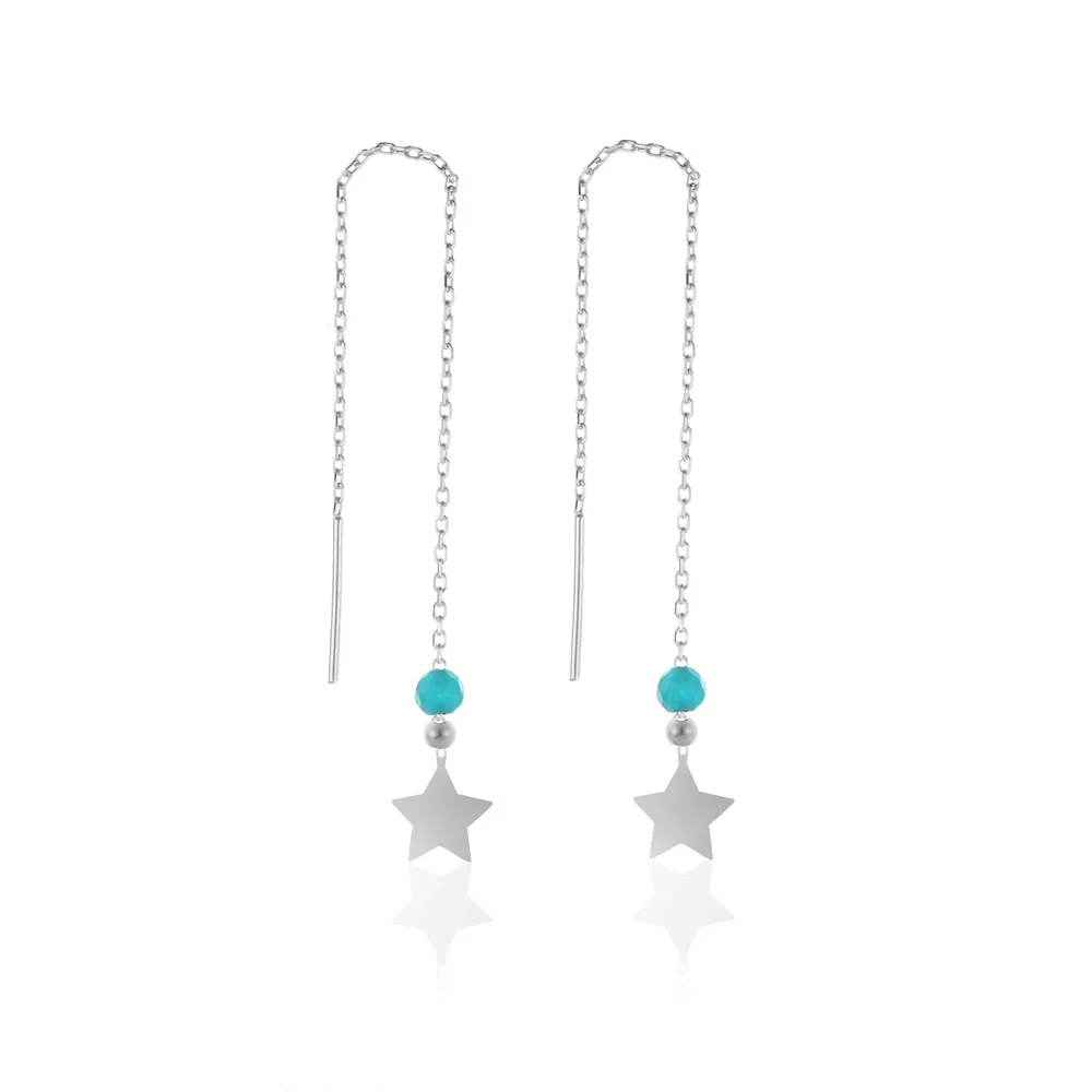 Fashion Earrings Jewelry Star 925 Sterling Silver For Women Rhodium Plated With Zircon Drop Earrings