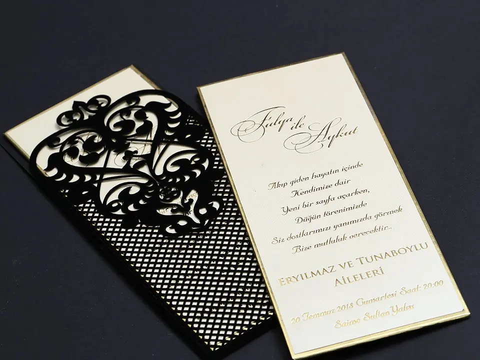 50 pcs Black Laser cut wedding cards wedding invites wedding invitations mariage invitation