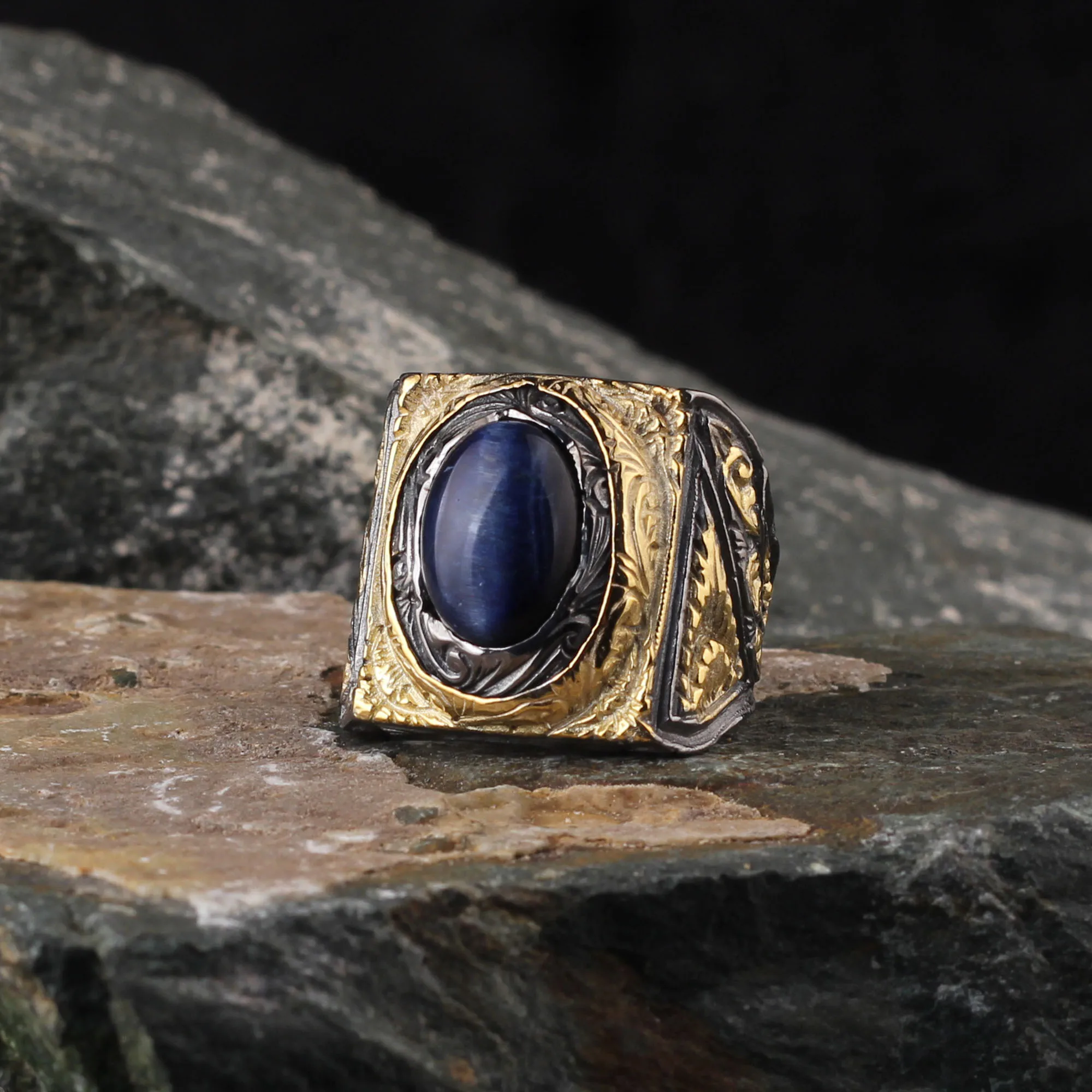 

High-Quality 925 Sterling Silver Original Lapis Lazord Stone Ring Handmader in a luxurious way for men with gift Custom Jewelry